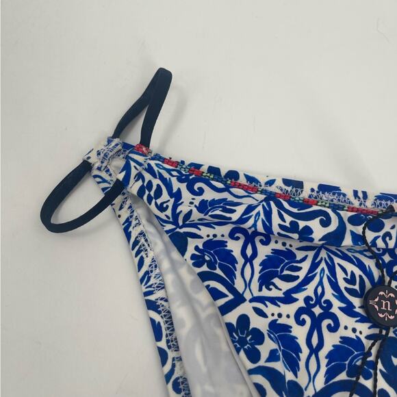 NANETTE LEPORE Bikini Bottom XS Talavera Vamp Azure Blue Beach Swim Resort NWT - Picture 9 of 16